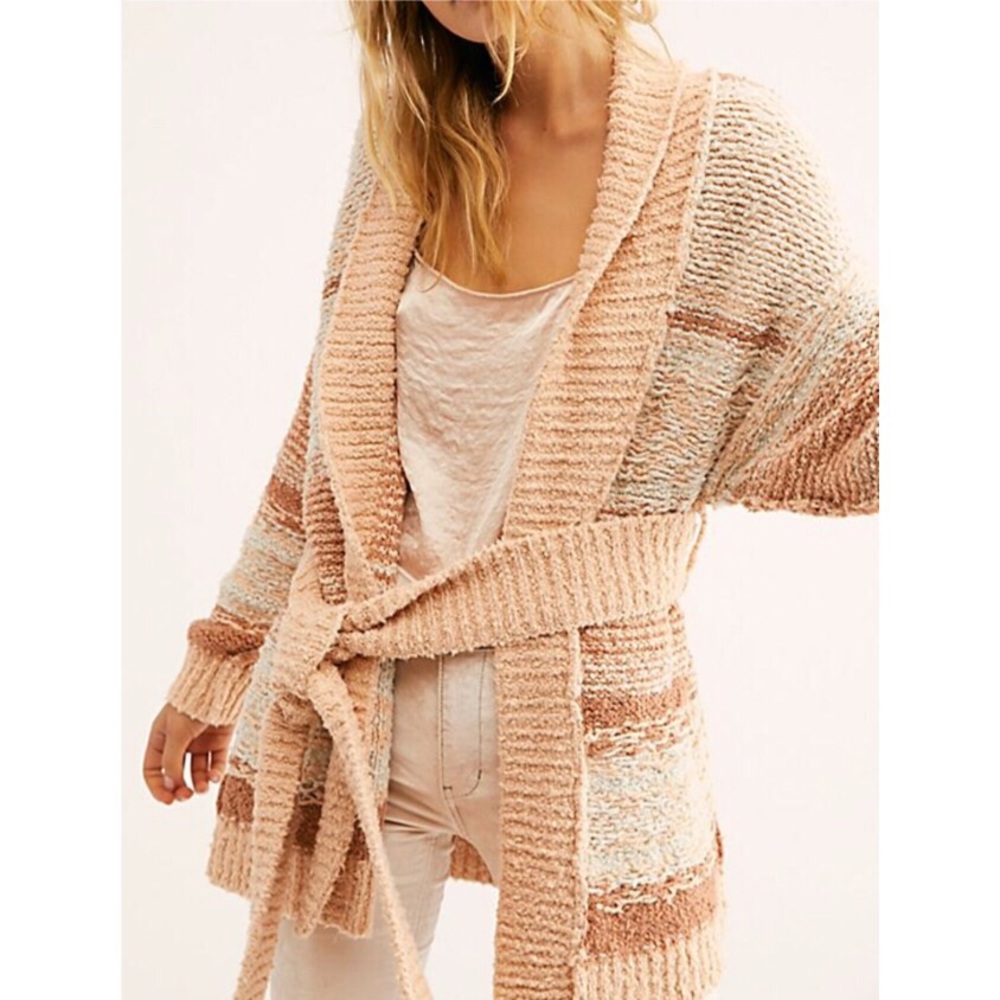 New Free People Cozy Cabin Belted Cardigan Sweater - Picture 1 of 5